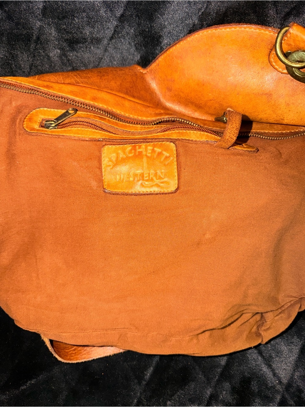 Studded Tan Leather Shoulder Bag with Antiqued Hardware - Picture 6 of 9